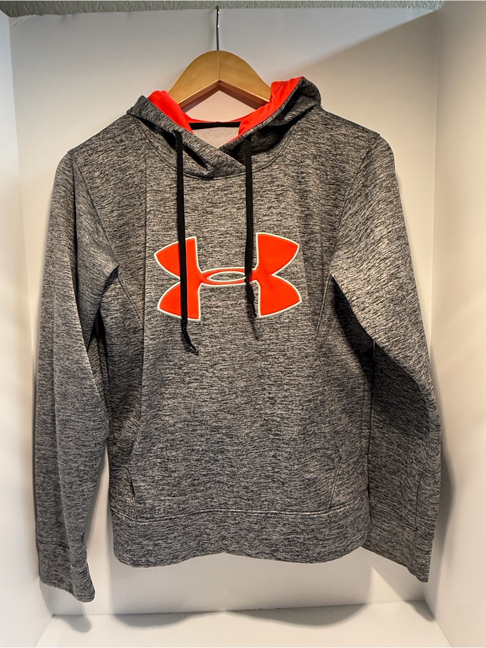 Under Armour Gray Pullover Hoodie with Orange Logo